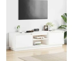 TV staliukas Televizoriaus spintelė, balta, 140x35x40cm, pušies masyvas