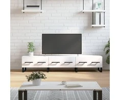 TV staliukas Televizoriaus spintelė, balta, 150x36x30cm, apdirbta mediena