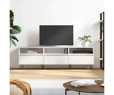 TV staliukas Televizoriaus spintelė, balta, 150x30x44,5cm, apdirbta mediena