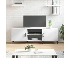 TV staliukas Televizoriaus spintelė, balta, 150x30x50cm, apdirbta mediena