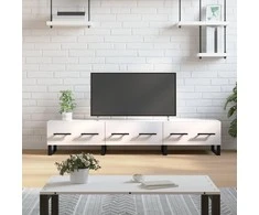 TV staliukas Televizoriaus spintelė, balta, 150x36x30cm, mediena, blizgi