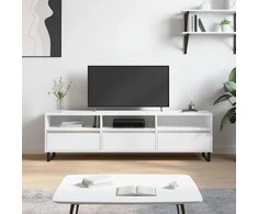 TV staliukas Televizoriaus spintelė, balta, 150x30x44,5cm, apdirbta mediena