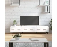 TV staliukas Televizoriaus spintelė, balta, 150x36x30cm, apdirbta mediena