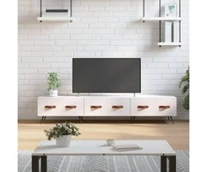 TV staliukas Televizoriaus spintelė, balta, 150x36x30cm, mediena, blizgi