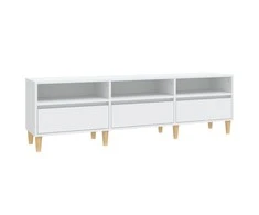 TV staliukas Televizoriaus spintelė, balta, 150x30x44,5cm, apdirbta mediena
