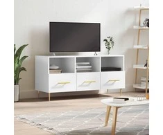 TV staliukas Televizoriaus spintelė, balta, 102x36x50cm, mediena, blizgi
