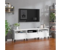 TV staliukas Televizoriaus spintelė, balta, 150x30x44,5cm, apdirbta mediena