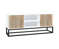 TV staliukas Televizoriaus spintelė, balta, 105x30x45cm, mediena ir geležis