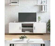 TV staliukas Televizoriaus spintelė, balta, 150x30x50cm, apdirbta mediena