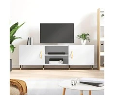 TV staliukas Televizoriaus spintelė, balta, 150x30x50cm, apdirbta mediena