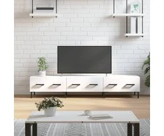 TV staliukas Televizoriaus spintelė, balta, 150x36x30cm, apdirbta mediena