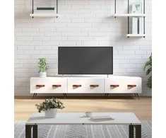 TV staliukas Televizoriaus spintelė, balta, 150x36x30cm, apdirbta mediena