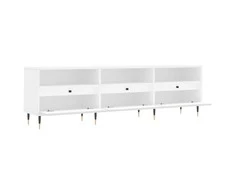 TV staliukas Televizoriaus spintelė, balta, 150x30x44,5cm, apdirbta mediena