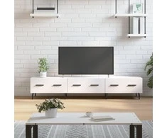 TV staliukas Televizoriaus spintelė, balta, 150x36x30cm, mediena, blizgi
