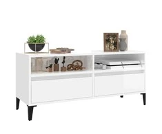 TV staliukas Televizoriaus spintelė, balta, 100x34,5x44,5cm, mediena, blizgi