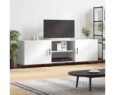 TV staliukas Televizoriaus spintelė, balta, 150x30x50cm, apdirbta mediena
