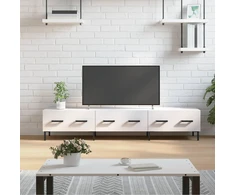 TV staliukas Televizoriaus spintelė, balta, 150x36x30cm, mediena, blizgi