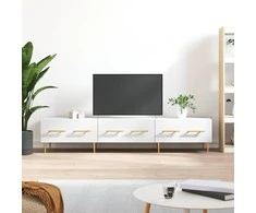 TV staliukas Televizoriaus spintelė, balta, 150x36x30cm, apdirbta mediena