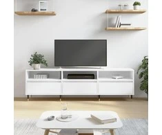 TV staliukas Televizoriaus spintelė, balta, 150x30x44,5cm, apdirbta mediena