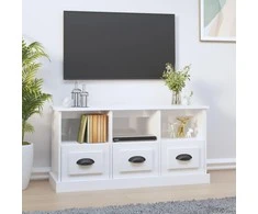 TV staliukas Televizoriaus spintelė, balta, 100x35x50cm, mediena, blizgi