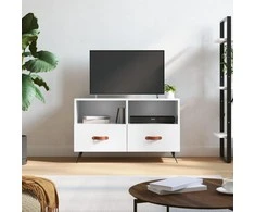 TV staliukas Televizoriaus spintelė, balta, 80x36x50cm, mediena, blizgi