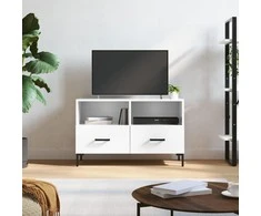 TV staliukas Televizoriaus spintelė, balta, 80x36x50cm, mediena, blizgi
