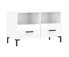 TV staliukas Televizoriaus spintelė, balta, 80x36x50cm, mediena, blizgi