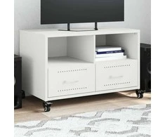 TV staliukas Televizoriaus spintelė, baltos spalvos, 68x39x43,5cm, plienas