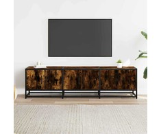 TV staliukas Televizoriaus spintelė, dūminė, 150x35x41cm, mediena ir metalas