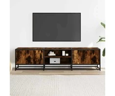 TV staliukas Televizoriaus spintelė, dūminė, 160x35x41cm, mediena ir metalas
