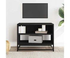 TV staliukas Televizoriaus spintelė, juoda, 61x40x46cm, mediena ir metalas