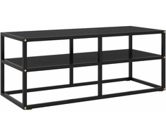 TV staliukas Televizoriaus spintelė, juoda, 100x40x40cm, su juodu stiklu