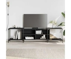 TV staliukas Televizoriaus spintelė, juoda, 203x37x50cm, apdirbta mediena
