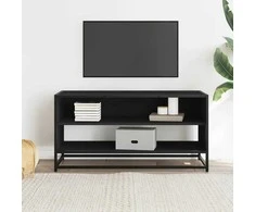 TV staliukas Televizoriaus spintelė, juoda, 91x40x46cm, mediena ir metalas