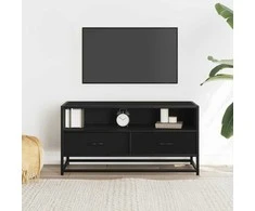 TV staliukas Televizoriaus spintelė, juoda, 80x34,5x40cm, mediena ir metalas