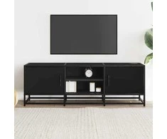 TV staliukas Televizoriaus spintelė, juoda, 120x35x41cm, mediena ir metalas