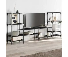 TV staliukas Televizoriaus spintelė, juoda, 206,5x28,5x95cm, mediena