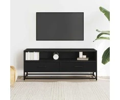 TV staliukas Televizoriaus spintelė, juoda, 100x34,5x40cm, mediena/metalas