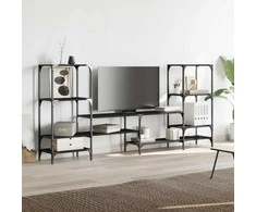 TV staliukas Televizoriaus spintelė, juoda, 206,5x28,5x95cm, mediena