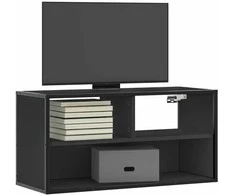 TV staliukas Televizoriaus spintelė, juoda, 80x31x39,5cm, mediena/metalas
