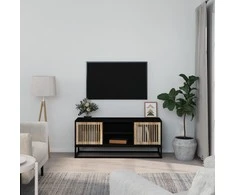 TV staliukas Televizoriaus spintelė, juoda, 105x30x45cm, mediena ir geležis
