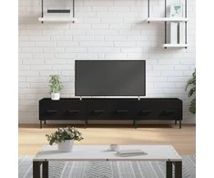 TV staliukas Televizoriaus spintelė, juoda, 150x36x30cm, apdirbta mediena
