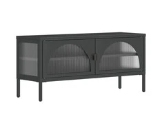 TV staliukas Televizoriaus spintelė, juoda, 105x35x50cm, stiklas ir plienas