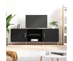 TV staliukas Televizoriaus spintelė, juoda, 150x30x50cm, apdirbta mediena