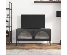 TV staliukas Televizoriaus spintelė, juoda, 105x35x50cm, stiklas ir plienas