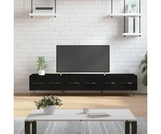 TV staliukas Televizoriaus spintelė, juoda, 150x36x30cm, apdirbta mediena