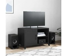 TV staliukas Televizoriaus spintelė, juodos spalvos, 68x39x43,5cm, plienas