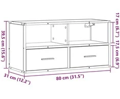 TV staliukas Televizoriaus spintelė, pilka, 80x31x39,5cm, mediena ir metalas