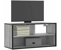 TV staliukas Televizoriaus spintelė, pilka, 80x31x39,5cm, mediena ir metalas