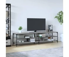TV staliukas Televizoriaus spintelė, pilka, 200x30x50cm, mediena ir metalas